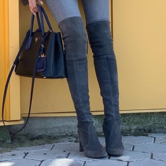 Stuart Weitzman Highland Gray Suede Over The Knee Boots Size 9